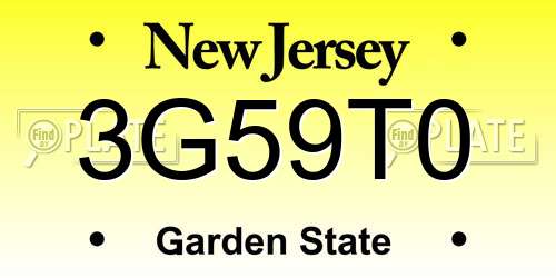 3G59T0 New Jersey License Plate