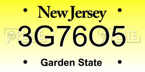 3G76O5 New Jersey License Plate