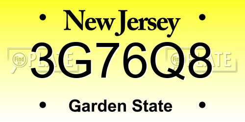 3G76Q8 New Jersey License Plate