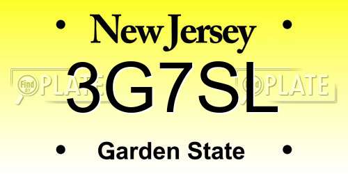 3G7SL New Jersey License Plate