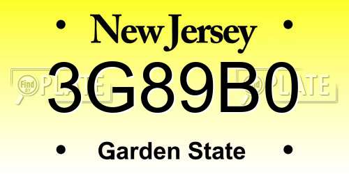 3G89B0 New Jersey License Plate
