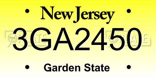 3GA2450 New Jersey License Plate