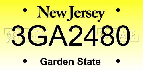 3GA2480 New Jersey License Plate
