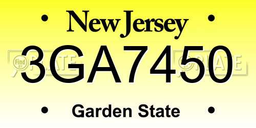 3GA7450 New Jersey License Plate