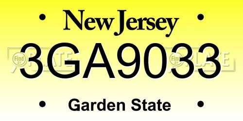 3GA9033 New Jersey License Plate