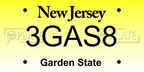 3GAS8 New Jersey License Plate