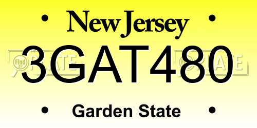 3GAT480 New Jersey License Plate
