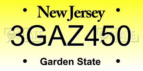 3GAZ450 New Jersey License Plate