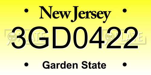 3GD0422 New Jersey License Plate