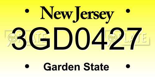 3GD0427 New Jersey License Plate