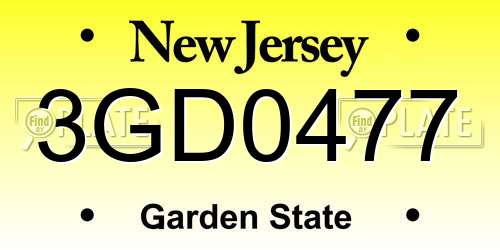 3GD0477 New Jersey License Plate