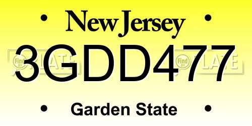 3GDD477 New Jersey License Plate