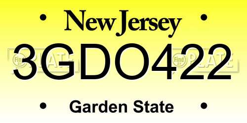 3GDO422 New Jersey License Plate