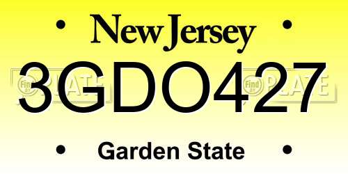 3GDO427 New Jersey License Plate