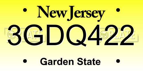3GDQ422 New Jersey License Plate