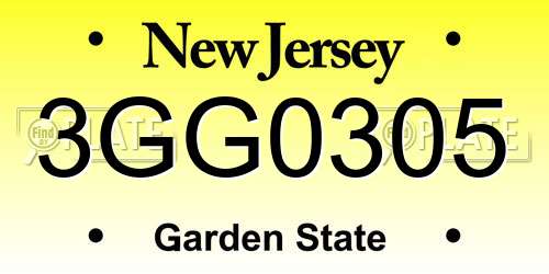 3GG0305 New Jersey License Plate