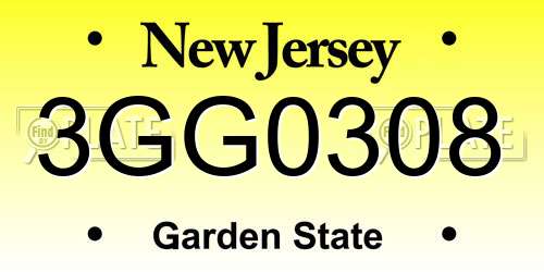 3GG0308 New Jersey License Plate