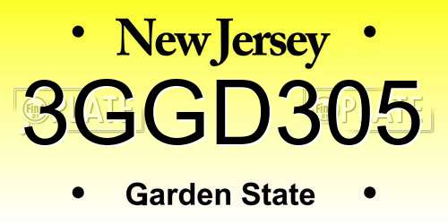 3GGD305 New Jersey License Plate