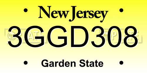 3GGD308 New Jersey License Plate