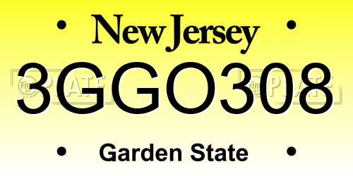 3GGO308 New Jersey License Plate