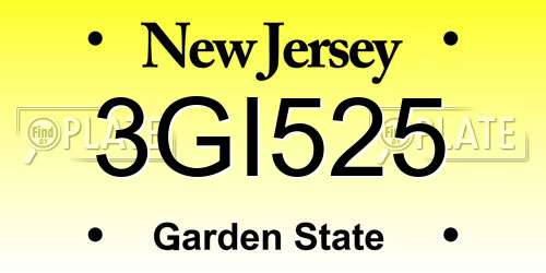 3GI525 New Jersey License Plate