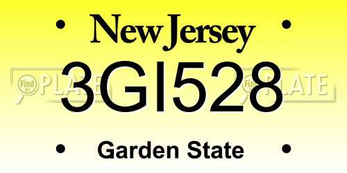 3GI528 New Jersey License Plate