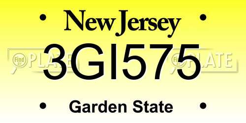 3GI575 New Jersey License Plate