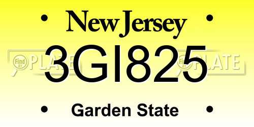 3GI825 New Jersey License Plate