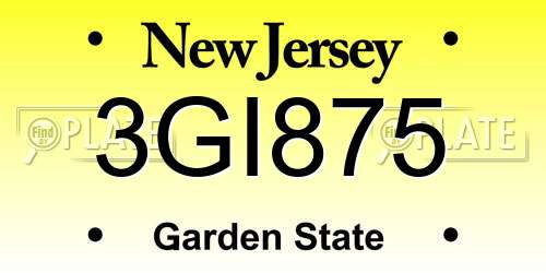 3GI875 New Jersey License Plate