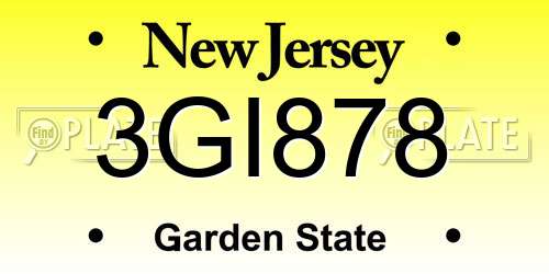 3GI878 New Jersey License Plate