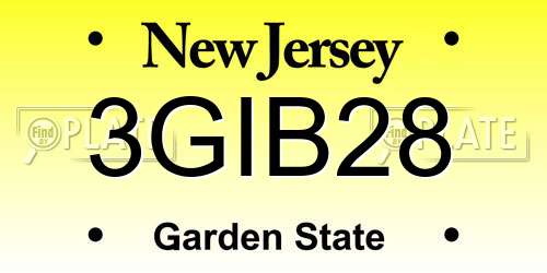 3GIB28 New Jersey License Plate