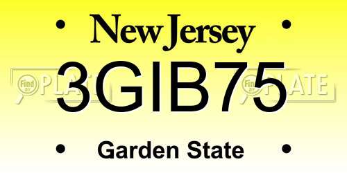 3GIB75 New Jersey License Plate