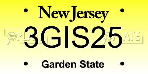 3GIS25 New Jersey License Plate