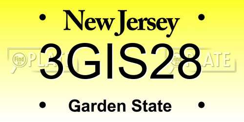 3GIS28 New Jersey License Plate