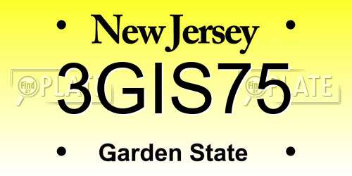 3GIS75 New Jersey License Plate