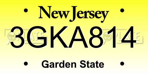 3GKA814 New Jersey License Plate