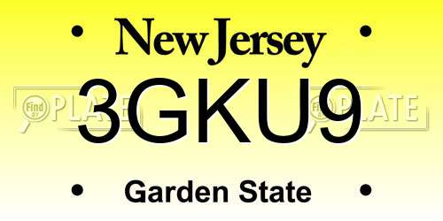 3GKU9 New Jersey License Plate