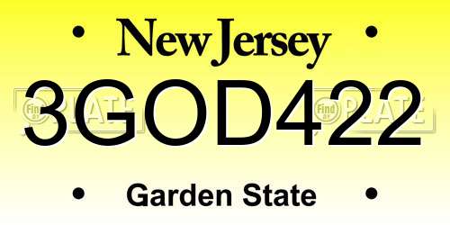 3GOD422 New Jersey License Plate