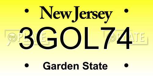 3GOL74 New Jersey License Plate