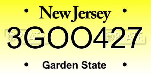 3GOO427 New Jersey License Plate