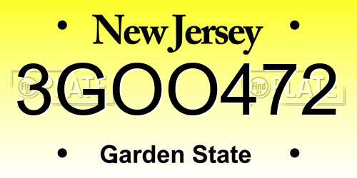3GOO472 New Jersey License Plate