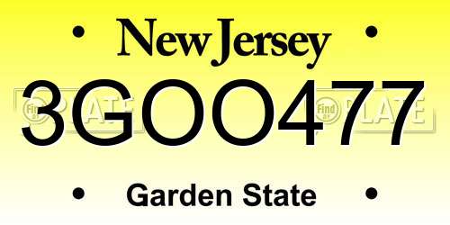 3GOO477 New Jersey License Plate