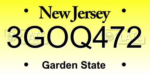 3GOQ472 New Jersey License Plate