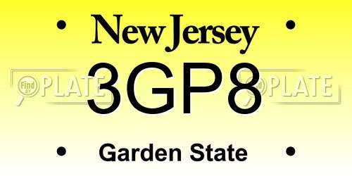 3GP8 New Jersey License Plate