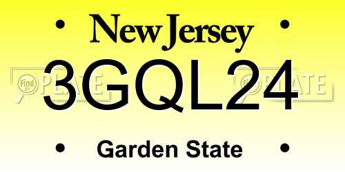 3GQL24 New Jersey License Plate