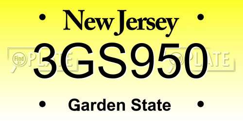 3GS950 New Jersey License Plate