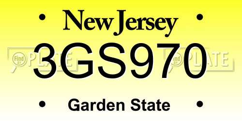 3GS970 New Jersey License Plate
