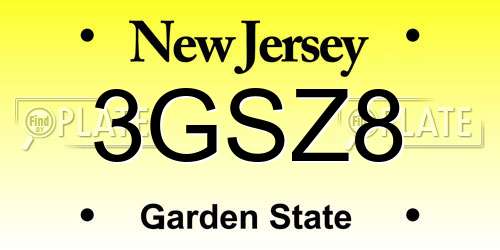 3GSZ8 New Jersey License Plate