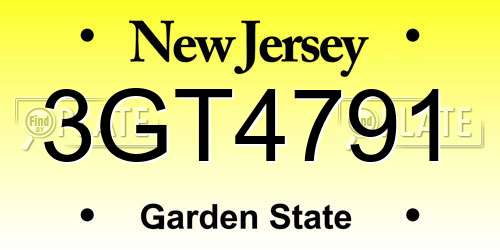 3GT4791 New Jersey License Plate