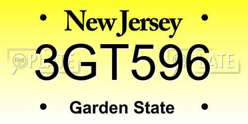 3GT596 New Jersey License Plate